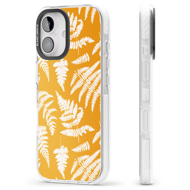 iPhone 16 Pro Max Fern Pattern on Yellow Black Impact Phone Case