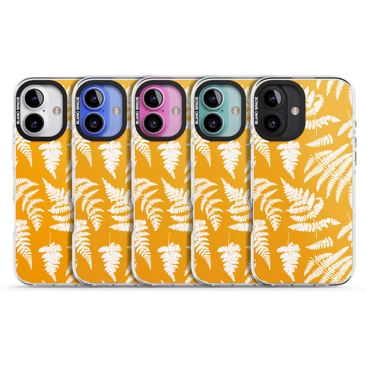 iPhone 16 Pro Max Fern Pattern on Yellow Black Impact Phone Case