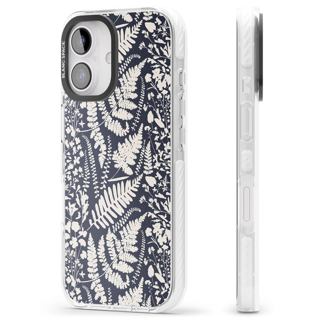 iPhone 16 Pro Max Wildflowers and Ferns on Navy Black Impact Phone Case