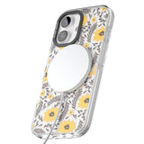 iPhone 16 Pro Max Yellow Blossoms Transparent Floral Black Impact Phone Case