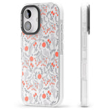 iPhone 16 Pro Max Red Fruits Transparent Floral Black Impact Phone Case