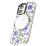 iPhone 16 Pro Max Purple Dahlias Transparent Floral Black Impact Phone Case