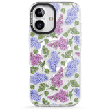 iPhone 16 Pro Max Purple Blossoms Transparent Floral Black Impact Phone Case