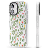 iPhone 16 Pro Max Spring Tulips Transparent Floral Black Impact Phone Case