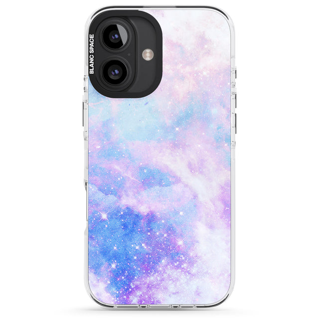 iPhone 16 Pro Max Light Blue Galaxy Pattern Design Black Impact Phone Case