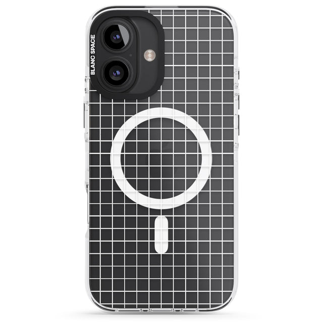 iPhone 16 Pro Max Simplistic Small Grid Designs White (Transparent) Black Impact Phone Case