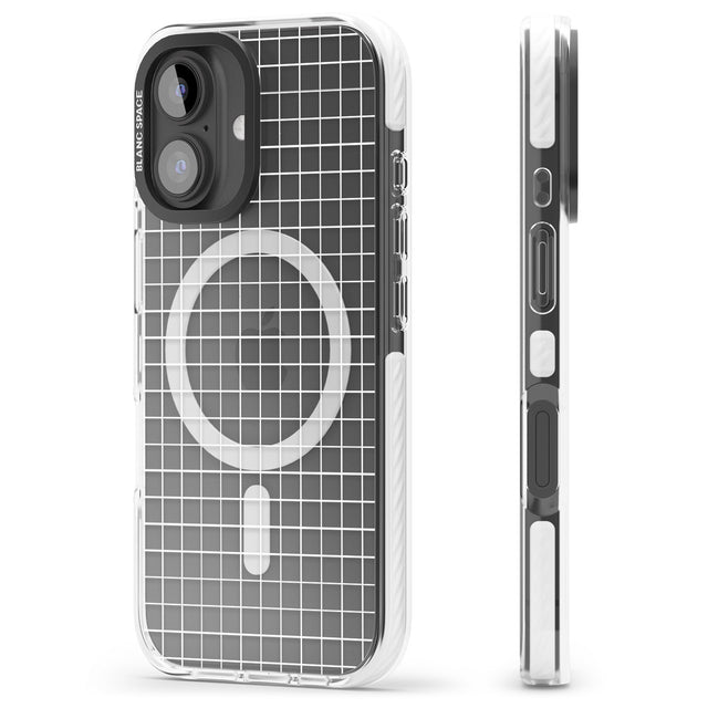 iPhone 16 Pro Max Simplistic Small Grid Designs White (Transparent) Black Impact Phone Case