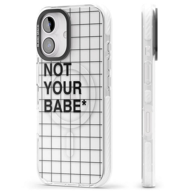 iPhone 16 Pro Max Grid Pattern Not Your Babe Black Impact Phone Case