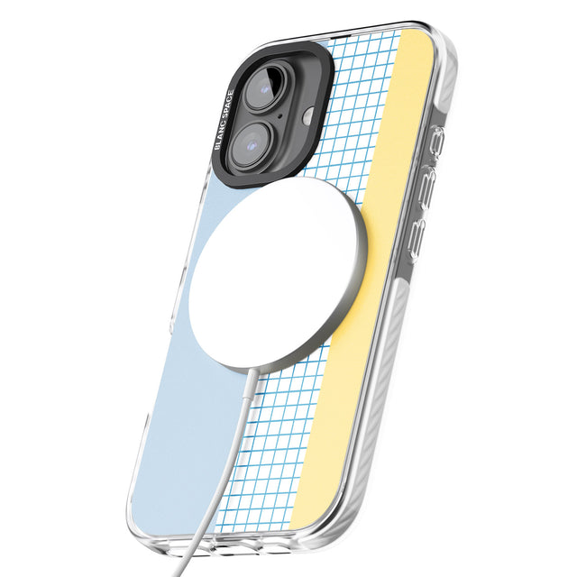 iPhone 16 Pro Max Abstract Grid Blue & Yellow Black Impact Phone Case