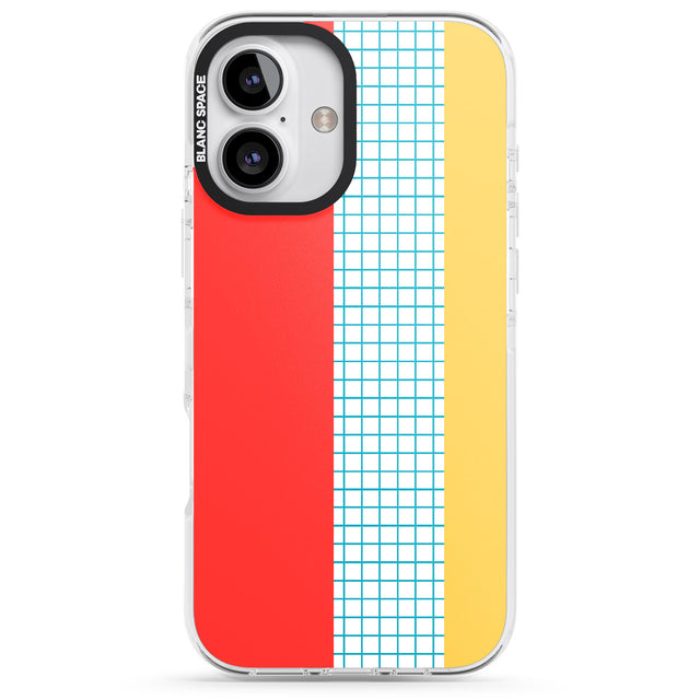 iPhone 16 Pro Max Abstract Grid Red, Blue, Yellow Black Impact Phone Case