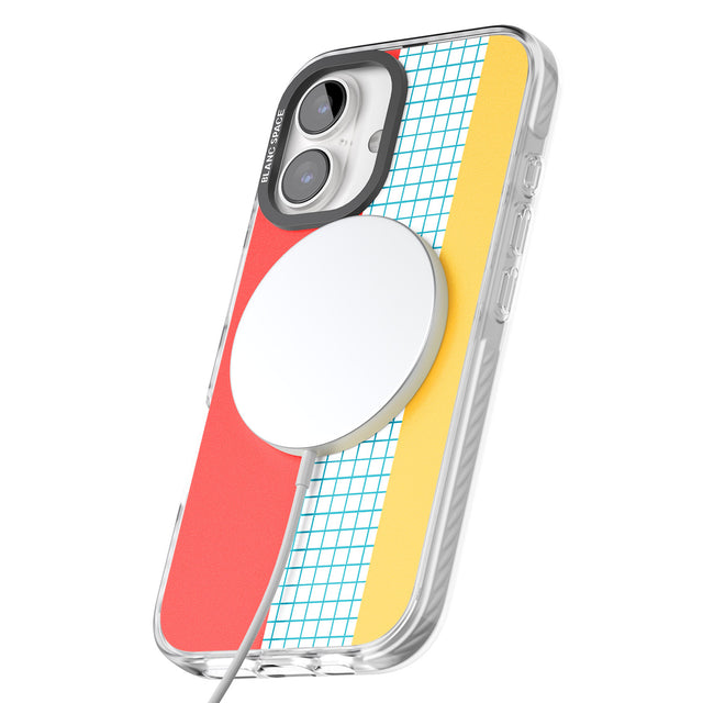 iPhone 16 Pro Max Abstract Grid Red, Blue, Yellow Black Impact Phone Case