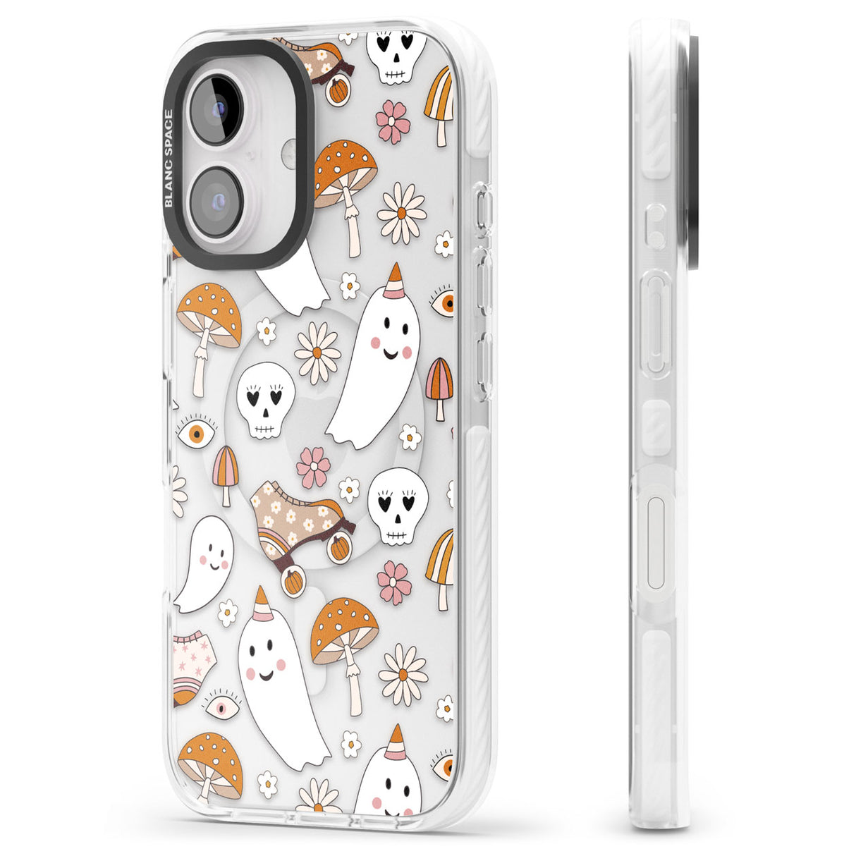 Cute Ghost and Skulls Pattern Impact Magsafe Phone Case for iPhone 16, iPhone 16 Plus