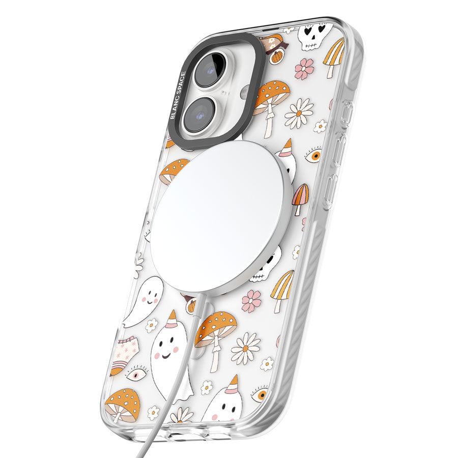 Cute Ghost and Skulls Pattern Impact Magsafe Phone Case for iPhone 16, iPhone 16 Plus