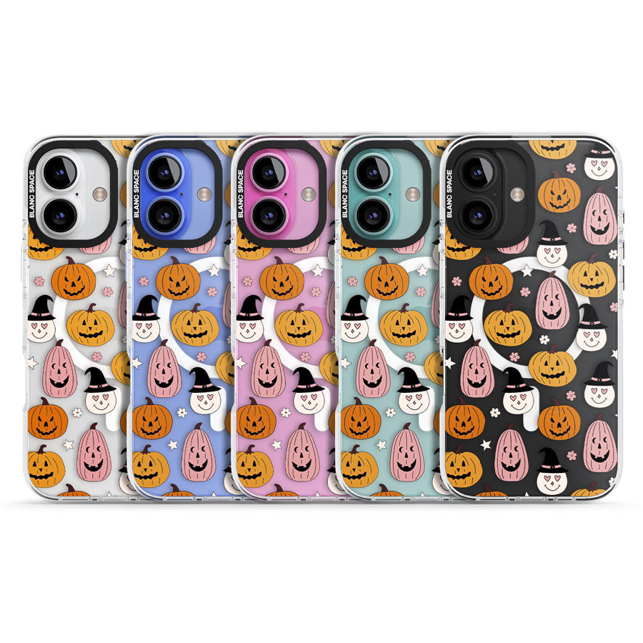 Witches and Pumpkins Pattern Impact Magsafe Phone Case for iPhone 16, iPhone 16 Plus