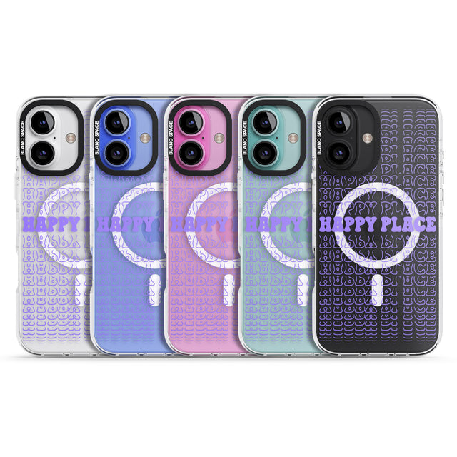 iPhone 16 Pro Max Happy Place (Purple) Black Impact Phone Case + Magsafe