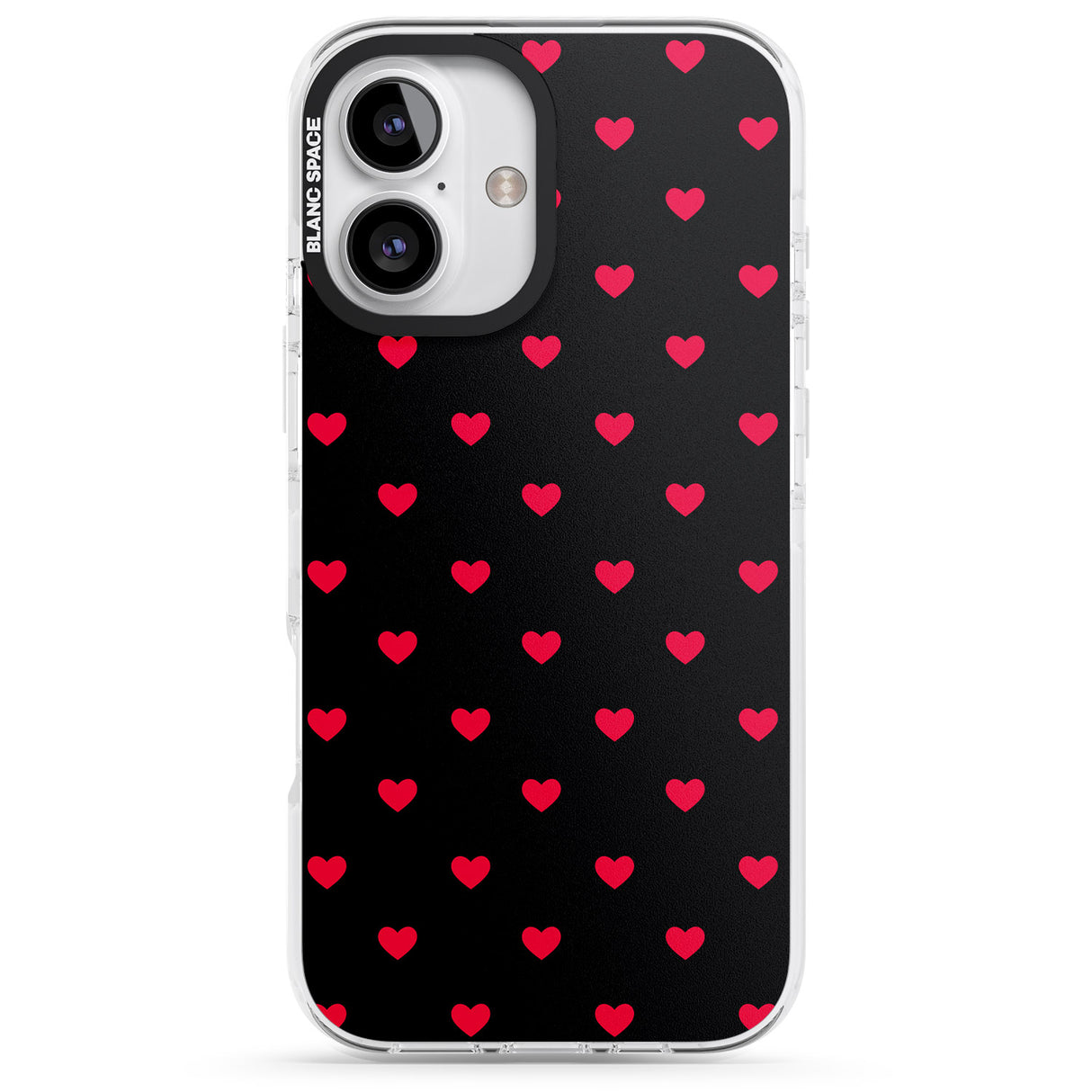 iPhone 16 Pro Max Small Heart Pattern: Red & Black Impact Phone Case