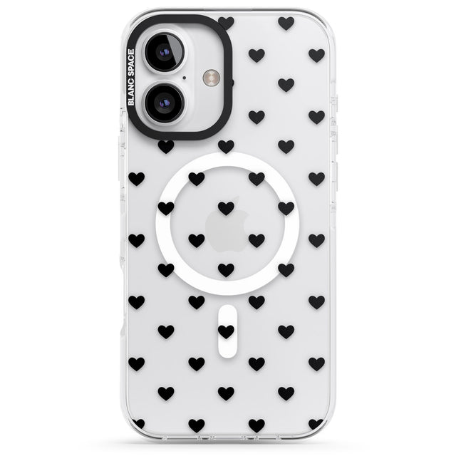 iPhone 16 Pro Max Small Heart Pattern: White & Black Impact Phone Case