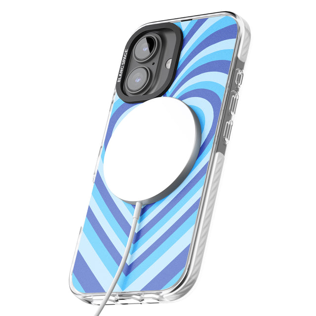 iPhone 16 Pro Max Blue Heart Illusion Black Impact Phone Case