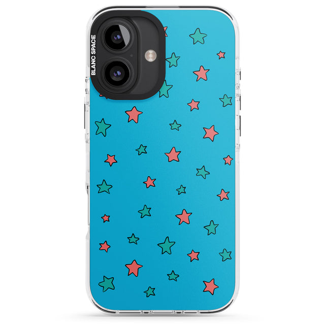 iPhone 16 Pro Max Blue Heartstopper Stars Pattern Black Impact Phone Case