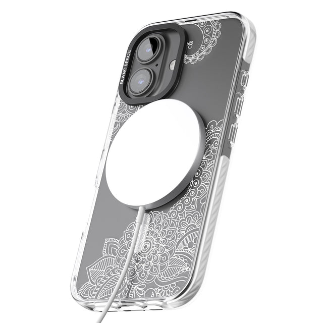 iPhone 16 Pro Max White Henna Botanicals Black Impact Phone Case