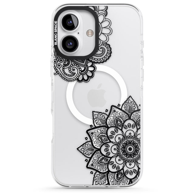 iPhone 16 Pro Max Black Henna Florals Black Impact Phone Case