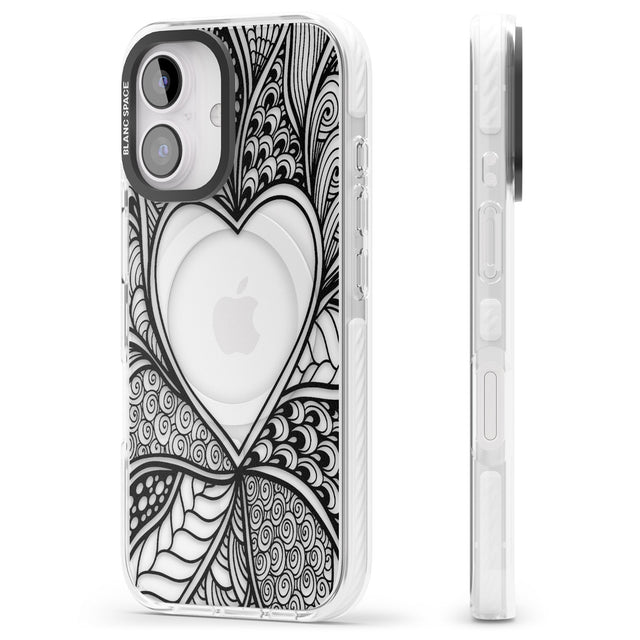 iPhone 16 Pro Max Black Henna Heart Black Impact Phone Case