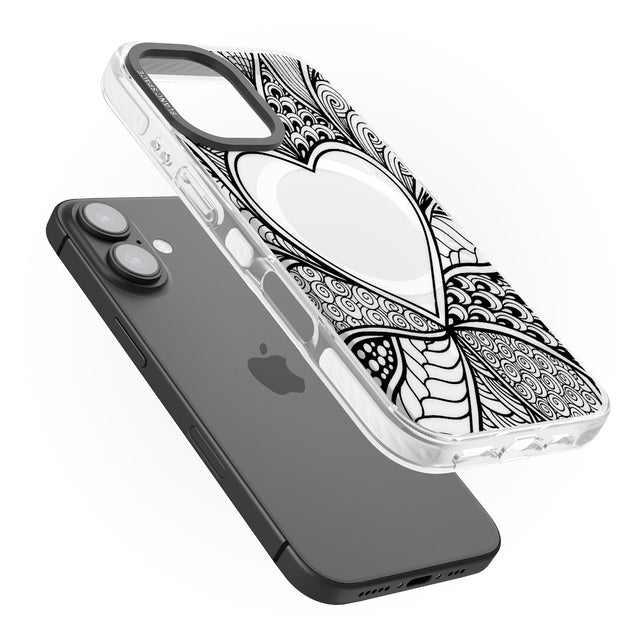 iPhone 16 Pro Max Black Henna Heart Black Impact Phone Case