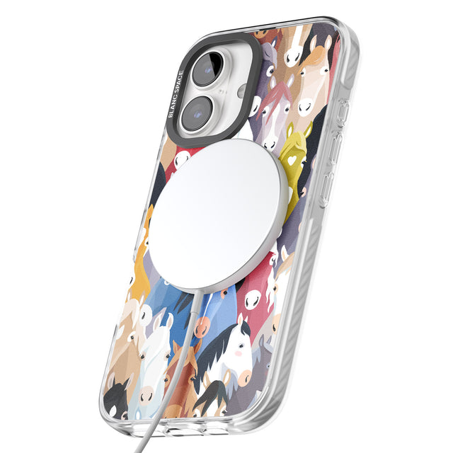 iPhone 16 Pro Max Colourful Horse Pattern Black Impact Phone Case