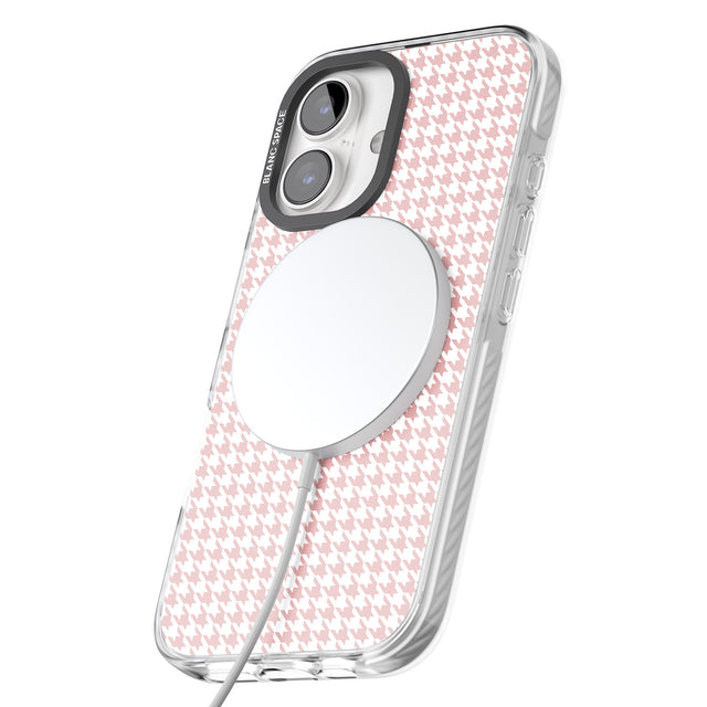 iPhone 16 Pro Max Pink Houndstooth Pattern Black Impact Phone Case