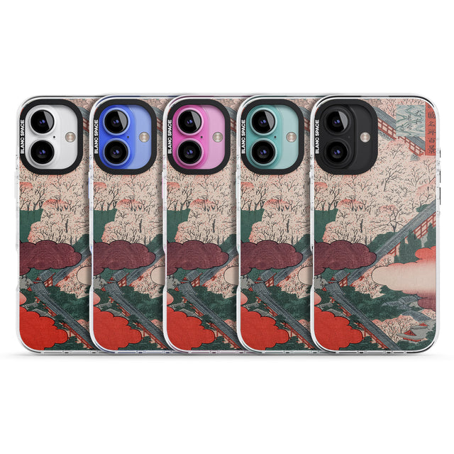 iPhone 16 Pro Max Vintage Japanese Illustrations Japanese City Black Impact Phone Case