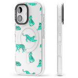 iPhone 16 Pro Max Turquoise Tiger Jungle Cat Pattern Black Impact Phone Case