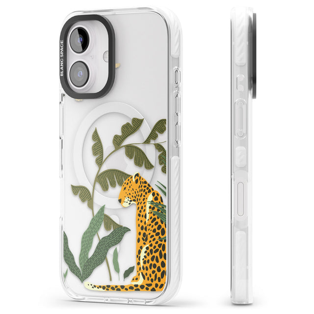 iPhone 16 Pro Max Large Jaguar Clear Jungle Cat Pattern Black Impact Phone Case