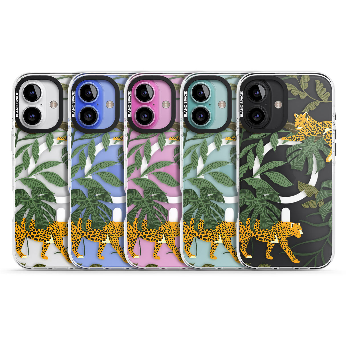 iPhone 16 Pro Max Two Jaguars & Foliage Jungle Cat Pattern Black Impact Phone Case