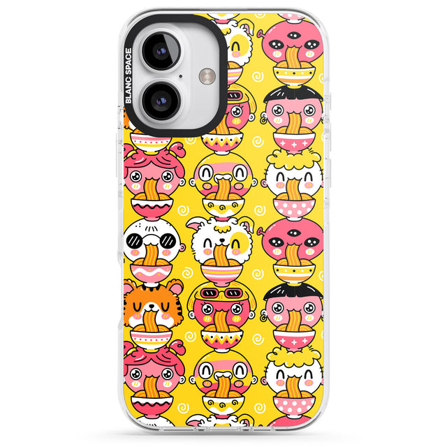 iPhone 16 Pro Max Ramen Noodle Kawaii Pattern Black Impact Phone Case