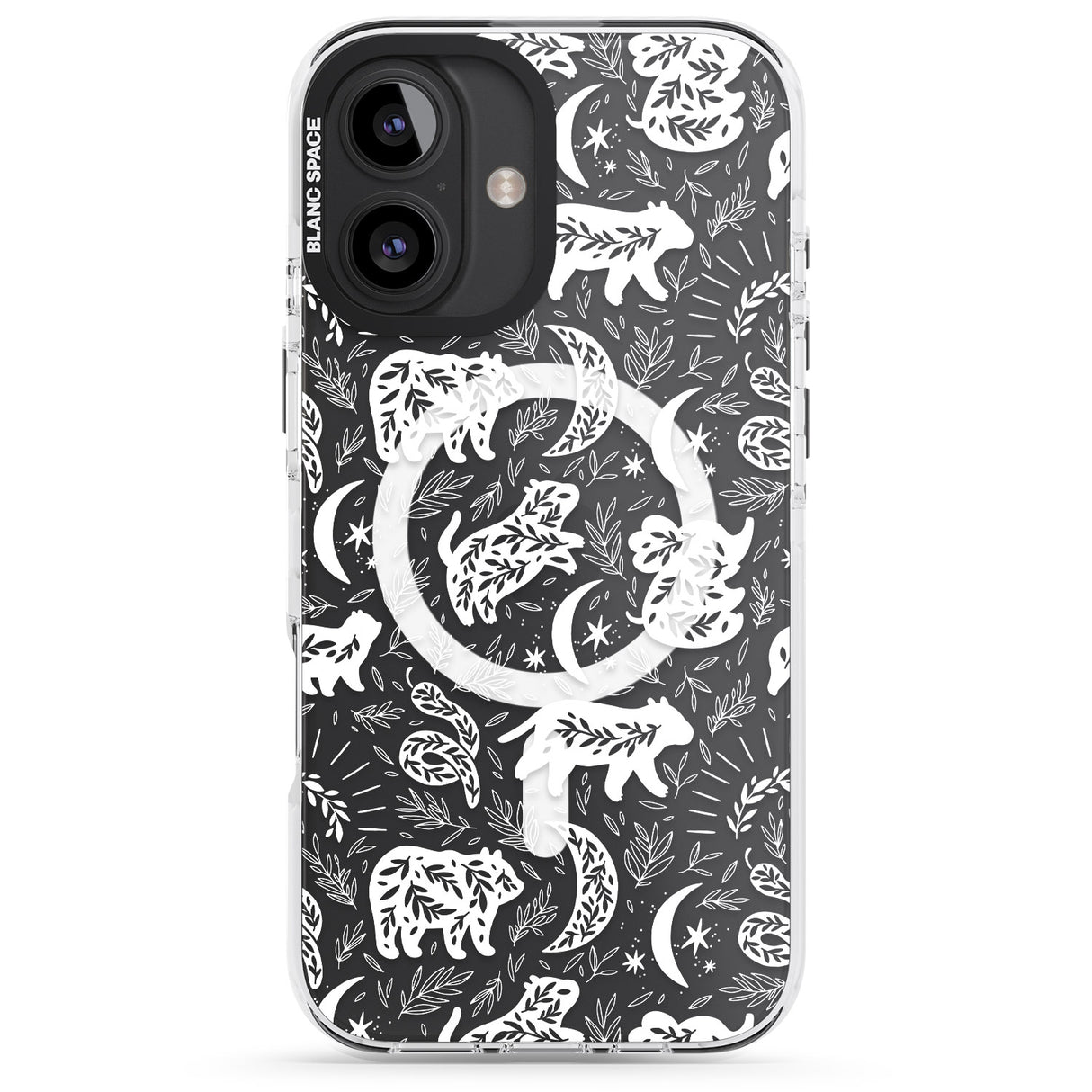 iPhone 16 Pro Max Forest Animal Silhouettes: White/Clear Black Impact Phone Case