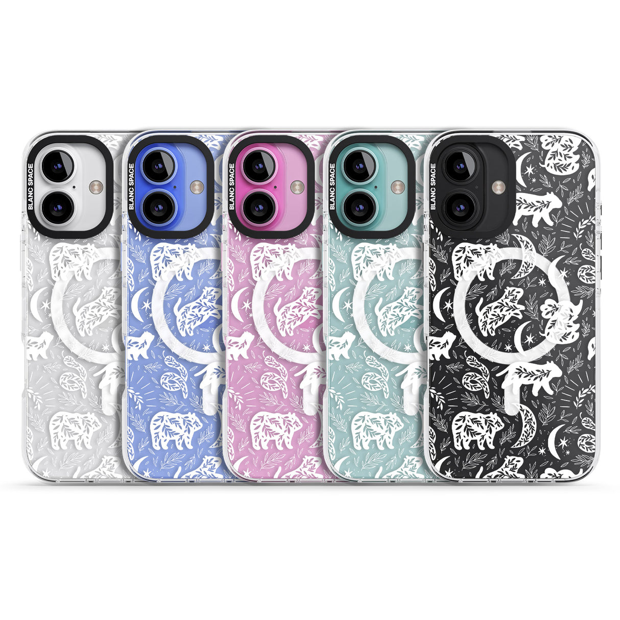 iPhone 16 Pro Max Forest Animal Silhouettes: White/Clear Black Impact Phone Case