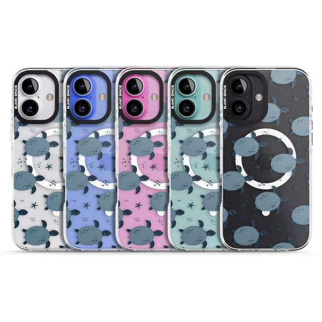 iPhone 16 Pro Max Under The Sea Patterns Sea Turtles (Clear) Black Impact Phone Case