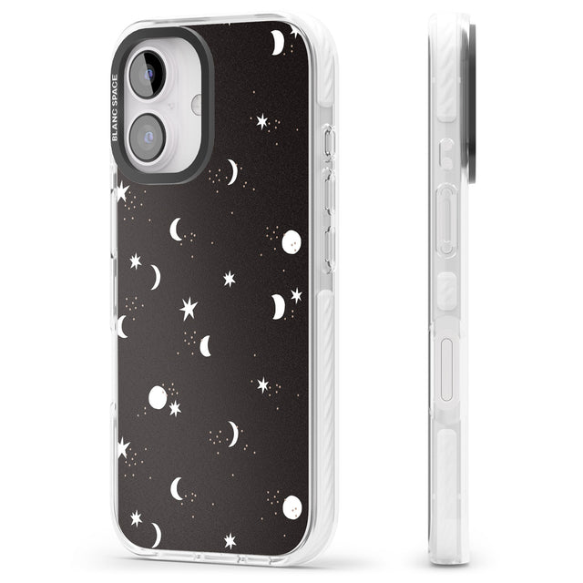 iPhone 16 Pro Max Funky Moons & Stars Black Impact Phone Case