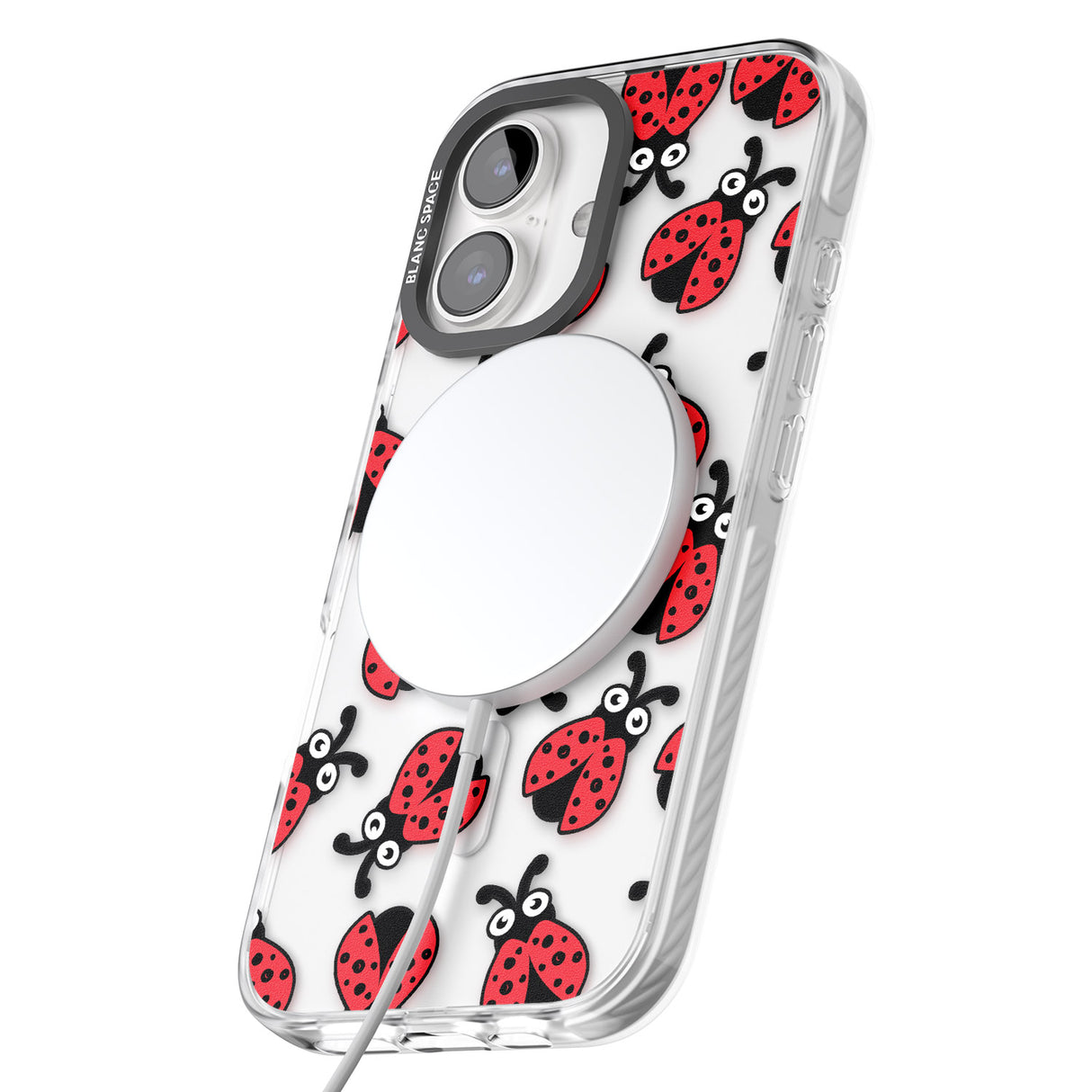 iPhone 16 Pro Max Ladybug Pattern Black Impact Phone Case