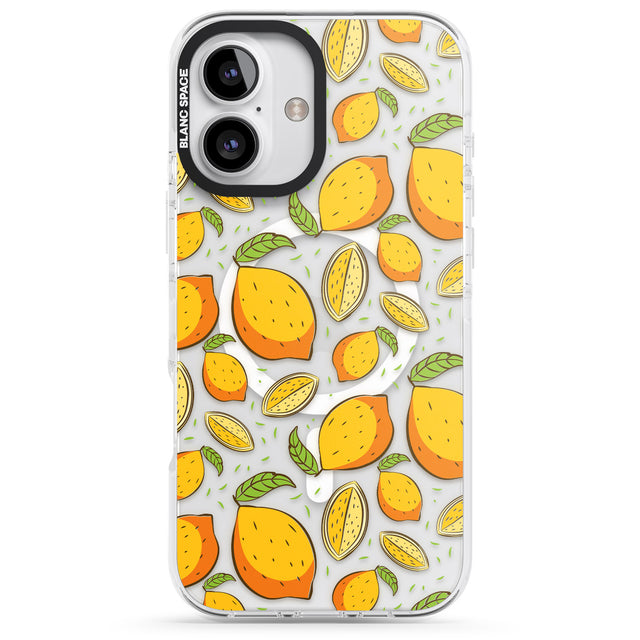 iPhone 16 Pro Max Lemon Pattern Black Impact Phone Case