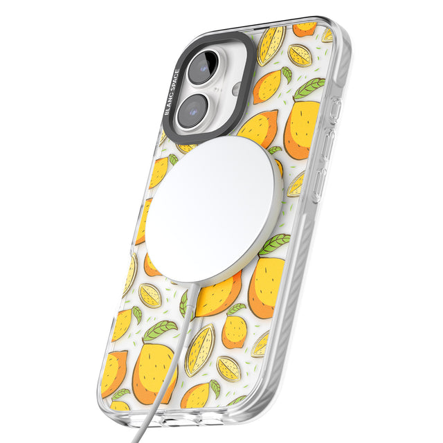 iPhone 16 Pro Max Lemon Pattern Black Impact Phone Case