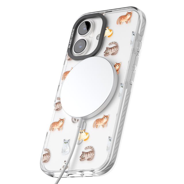 iPhone 16 Pro Max Cute Cat Pattern - Clear Black Impact Phone Case