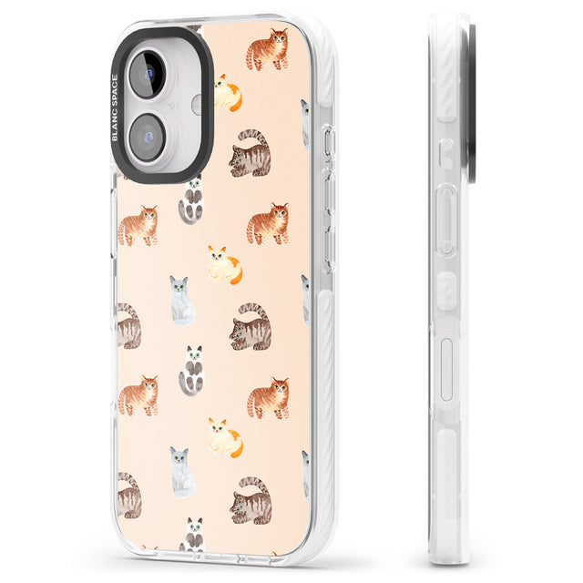 iPhone 16 Pro Max Cute Cat Pattern Black Impact Phone Case