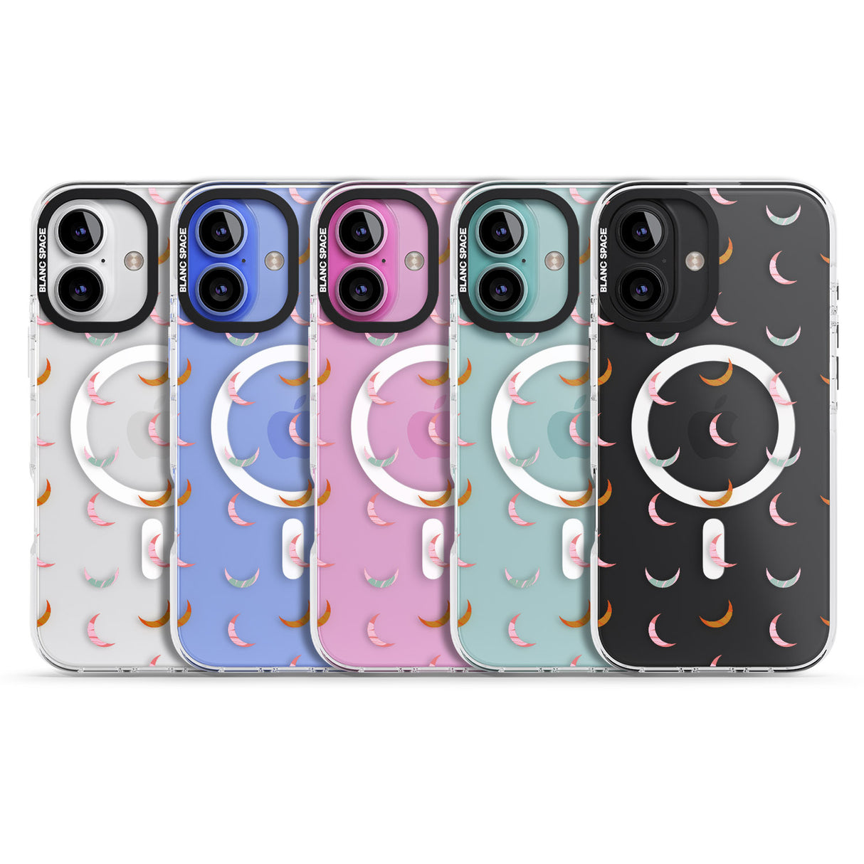 iPhone 16 Pro Max Colourful Crescent Moons Black Impact Phone Case