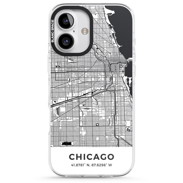 iPhone 16 Pro Max Map of Chicago, Illinois Black Impact Phone Case