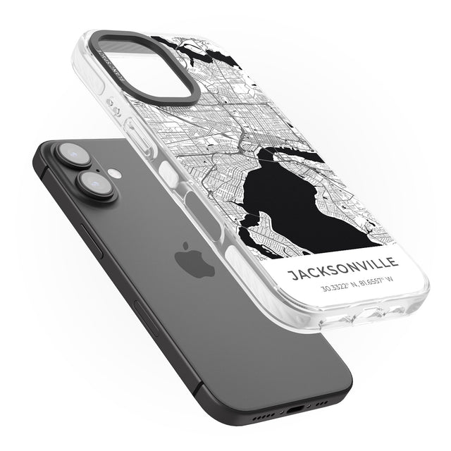 iPhone 16 Pro Max Map of Jacksonville, Florida Black Impact Phone Case