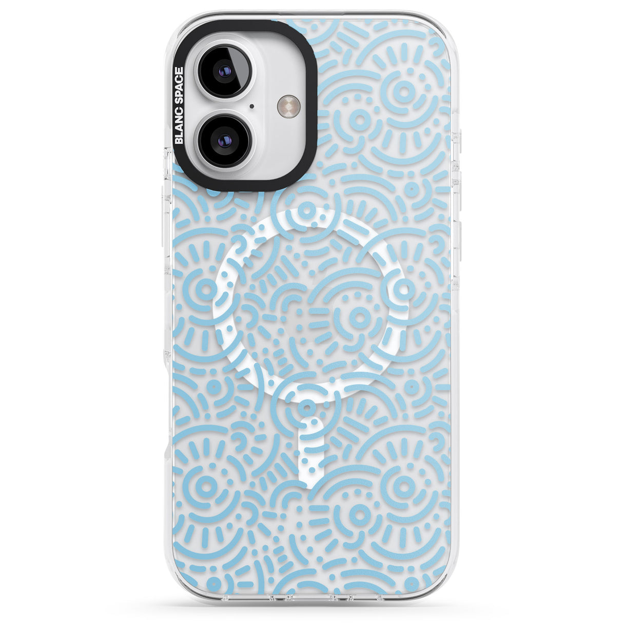 iPhone 16 Pro Max Light Blue Pattern Memphis Retro Pattern Design Black Impact Phone Case