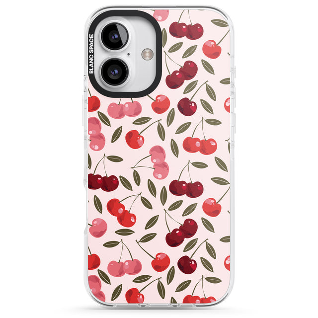 iPhone 16 Pro Max Fruity & Fun Patterns Cherries Black Impact Phone Case