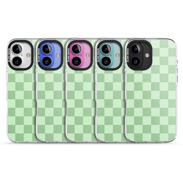 iPhone 16 Pro Max SEAFOAM CHECKERED Black Impact Phone Case + Magsafe