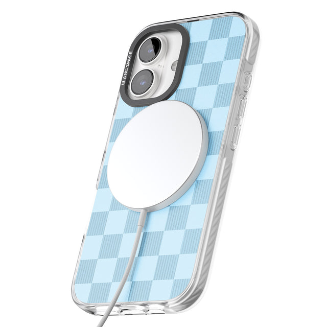 iPhone 16 Pro Max SKYBLUE CHECKERED Clear Impact Phone Case + Magsafe